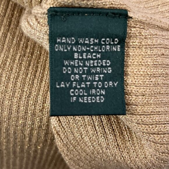 NWT RALPH LAUREN Gold Glitter Knit Long Sleeve Turtle Neck Sweater SIZE 3X - Picture 13 of 14